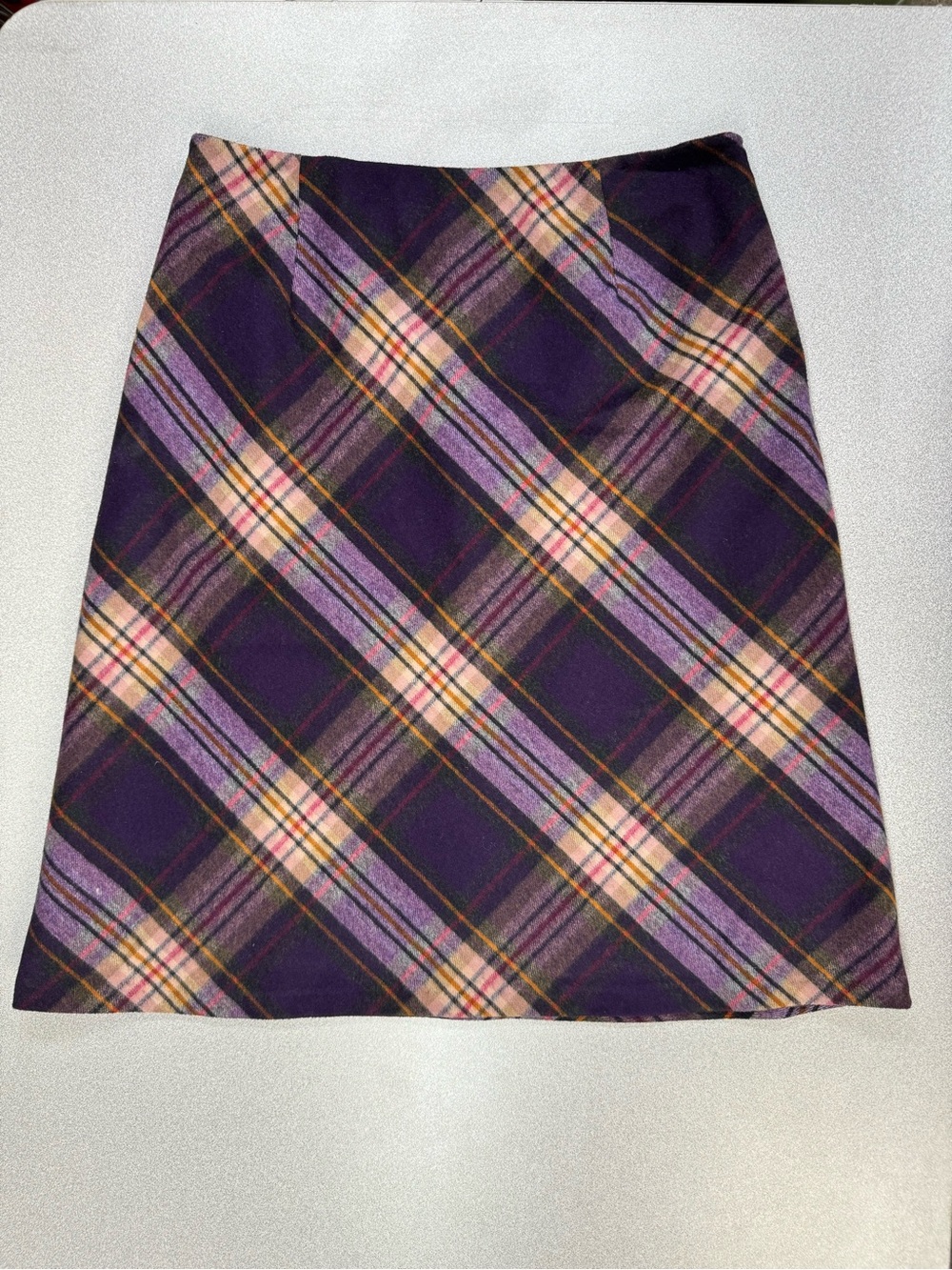 Vintage Tribal Wool Tartan Plaid Midi Skirt Academia Fall Twee Classic Silouette